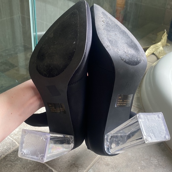 Clear Heel Black Stretch Booties - Picture 3 of 3